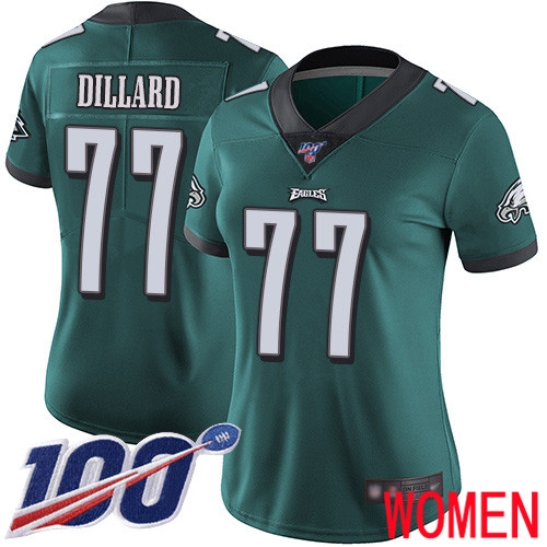 Women Philadelphia Eagles 77 Andre Dillard Midnight Green Team Color Vapor Untouchable NFL Jersey Limited 100th